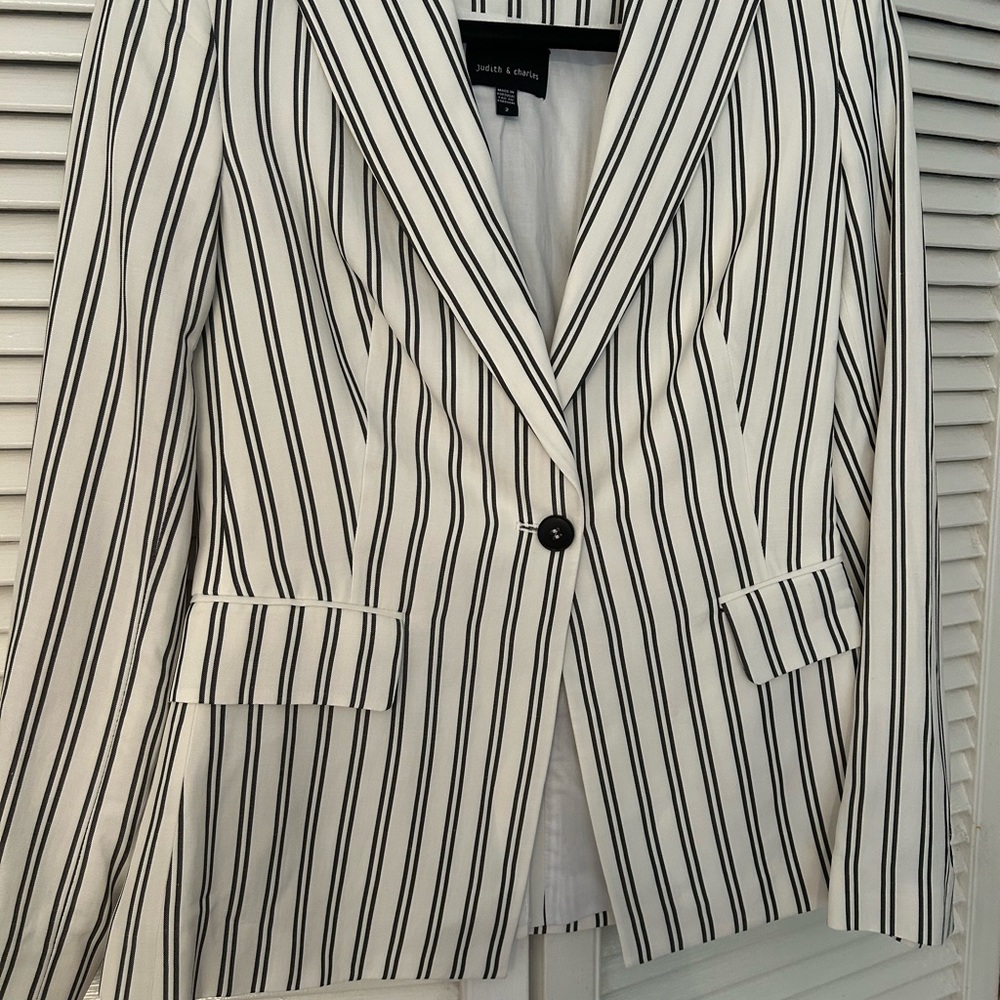 Black and White Striped Blazer